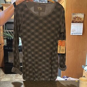 Buck Mason Black and Gray Patterned Long Sleeve
